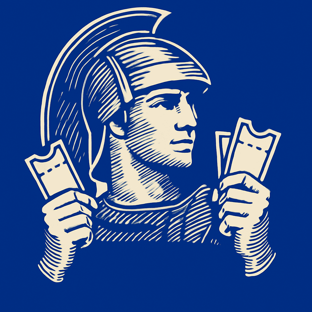 A Centurion holding tickets with his hands