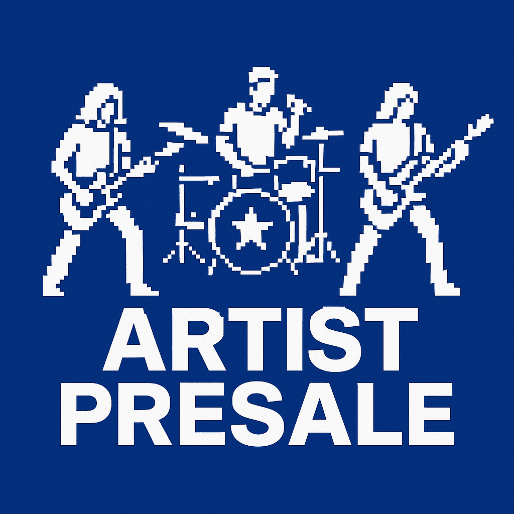 A musician rocking out on stage representing artist presales